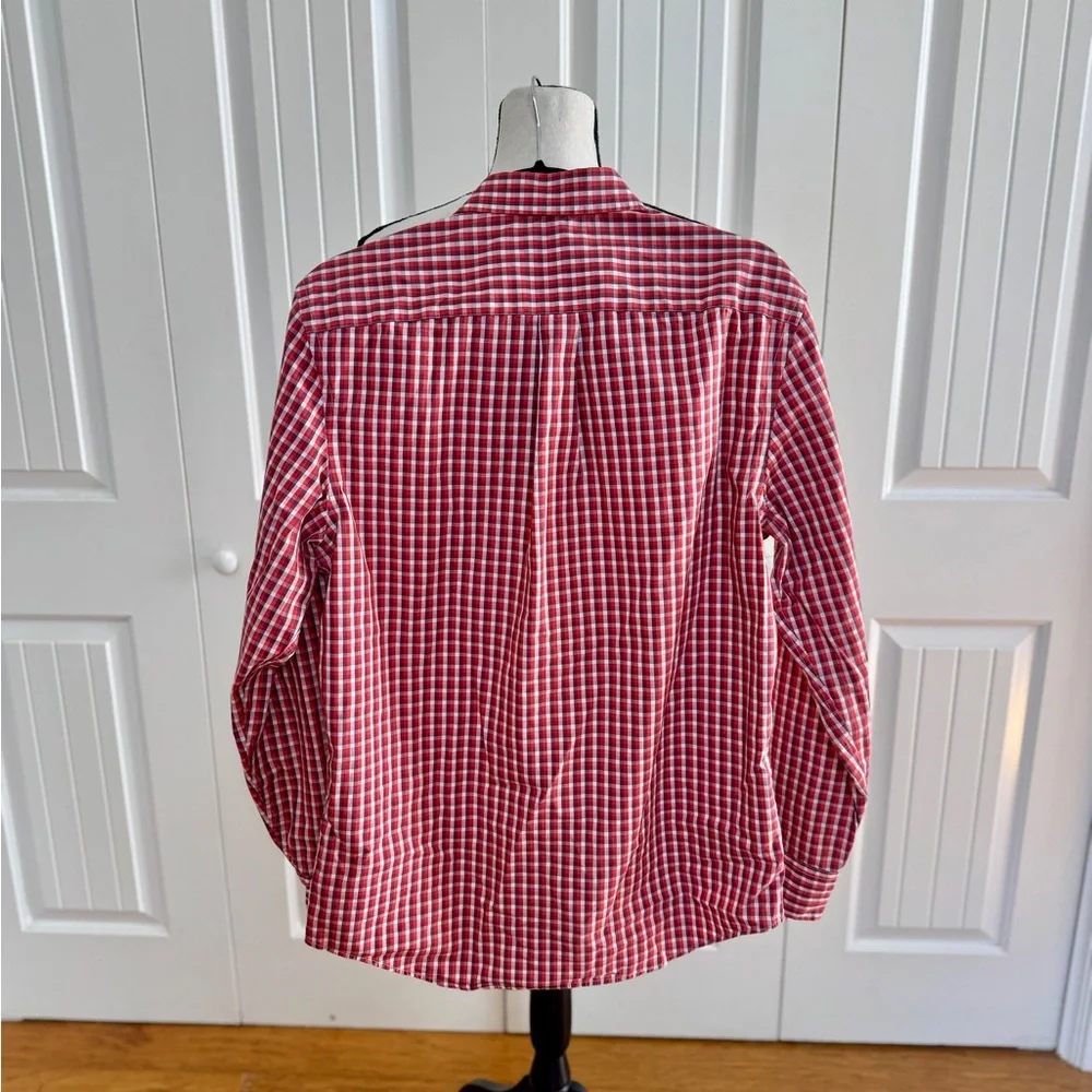 Banana Republic Men M Slim Fit Red Gingham Check LS Button Down Dress Shirt